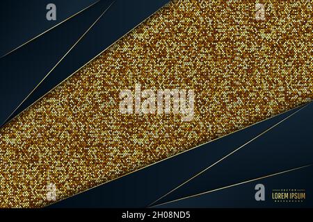 Abstract blue and gold background luxury with golden glittering. Vector illustration.Eps10 Stock Vector