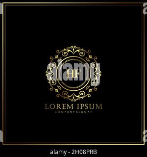 HF Initial Letter Luxury Logo template in vector for Restaurant, Royalty, Boutique, Cafe, Hotel, Heraldic, Jewelry, Fashion and other vector illustrat Stock Vector