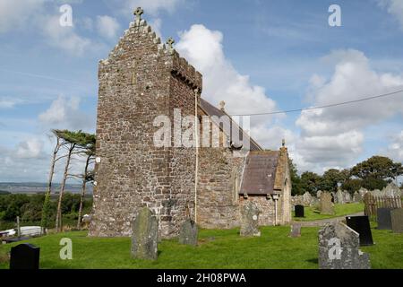 St Madoc's Church in Llanmadoc on the Gower Peninsula Wales, welsh village church Stock Photo