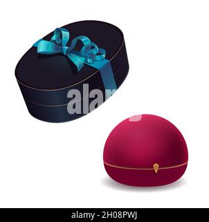 Black jewelry box with red velvet lining Vector Image