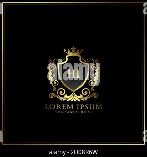 HI Initial Letter Luxury Logo template in vector for Restaurant, Royalty, Boutique, Cafe, Hotel, Heraldic, Jewelry, Fashion and other vector illustrat Stock Vector