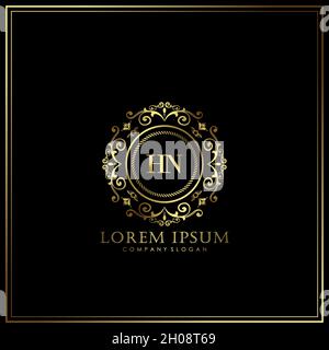 HN Initial Letter Luxury Logo template in vector for Restaurant, Royalty, Boutique, Cafe, Hotel, Heraldic, Jewelry, Fashion and other vector illustrat Stock Vector