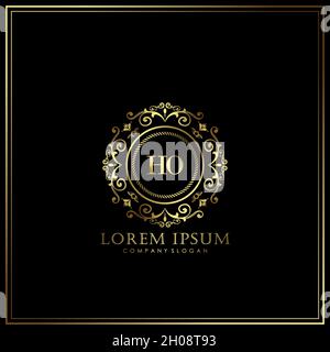 HO Initial Letter Luxury Logo template in vector for Restaurant, Royalty, Boutique, Cafe, Hotel, Heraldic, Jewelry, Fashion and other vector illustrat Stock Vector