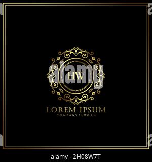 HW Initial Letter Luxury Logo template in vector for Restaurant, Royalty, Boutique, Cafe, Hotel, Heraldic, Jewelry, Fashion and other vector illustrat Stock Vector