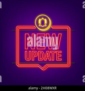 New update banner in modern style. Web design. Neon icon. Vector stock illustration Stock Vector