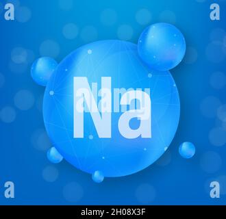 Na, Natrium blue shining pill capsule icon. Vector stock illustration Stock Vector