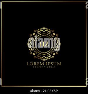 HZ Initial Letter Luxury Logo template in vector for Restaurant, Royalty, Boutique, Cafe, Hotel, Heraldic, Jewelry, Fashion and other vector illustrat Stock Vector