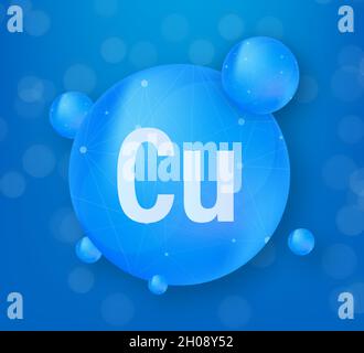 Copper, Cu minerals for health. Mineral vitamin complex. Medical and ...