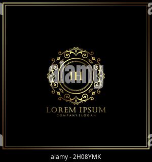 IH Initial Letter Luxury Logo template in vector for Restaurant, Royalty, Boutique, Cafe, Hotel, Heraldic, Jewelry, Fashion and other vector illustrat Stock Vector
