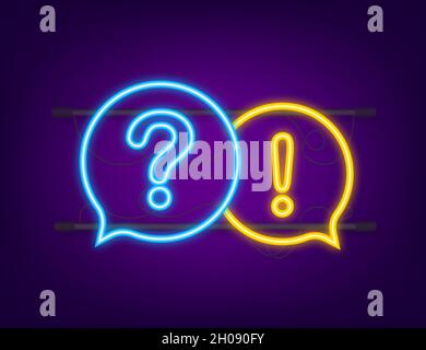 Question and Answer banner. Neon icon. Megaphone banner. Web design. Vector stock illustration Stock Vector