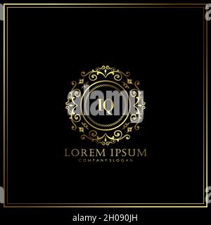 IQ Initial Letter Luxury Logo template in vector for Restaurant, Royalty, Boutique, Cafe, Hotel, Heraldic, Jewelry, Fashion and other vector illustrat Stock Vector