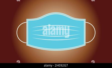 Covid-19 face mask,blue mask on brown background,isolated,front view Stock Vector