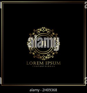 JI Initial Letter Luxury Logo template in vector for Restaurant, Royalty, Boutique, Cafe, Hotel, Heraldic, Jewelry, Fashion and other vector illustrat Stock Vector