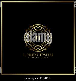 JT Initial Letter Luxury Logo template in vector for Restaurant, Royalty, Boutique, Cafe, Hotel, Heraldic, Jewelry, Fashion and other vector illustrat Stock Vector