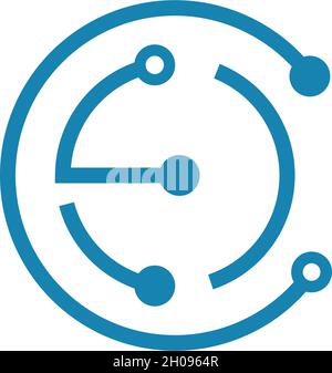 E letter circuit technology logo vector template Stock Vector
