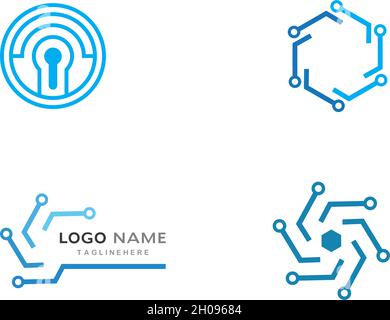 circuit technology logo vector template Stock Vector