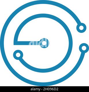 E letter circuit technology logo vector template Stock Vector