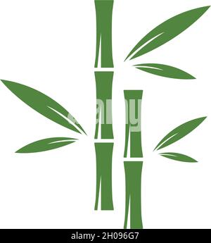Bamboo logo with green leaf vector icon template Stock Vector