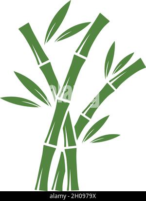 Bamboo logo with green leaf vector icon template Stock Vector
