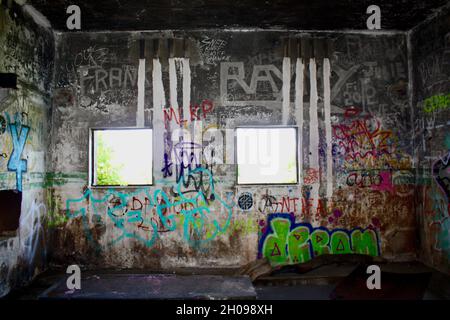 Graffiti on Cramond Island, Edinburgh. Stock Photo