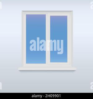Closed, white plastic window. Stock Vector