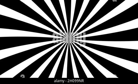 Sunburst background with black, white and rays. Curved spiral background. Rotating rays. Vector illustration Stock Vector