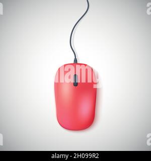 Red computer mouse on white Stock Vector