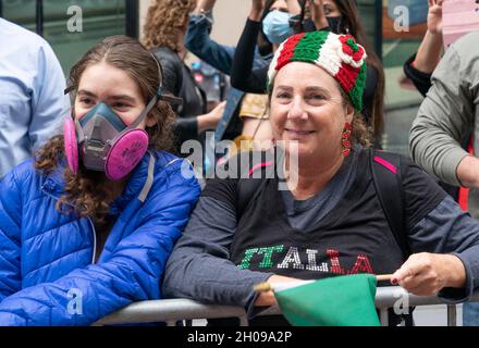 New York, NY - October 11, 2021: Atmosphere during Columbus Day Parade on 5th Avenue Stock Photo