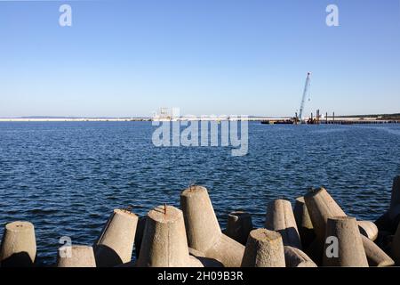 Breakwater by the new LNG terminal (Gazoport) in Swinoujscie, Poland. Stock Photo