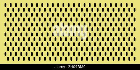 Peg board with oval holes. Rectangle yellow peg board perforated texture background for working bench tools. Vector illustration. Stock Vector