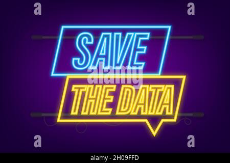 Save the date. Badge, mark on megaphone. Neon icon. Flat vector stock illustrations Stock Vector