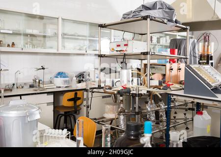 Biological lab tools and equipment a work station in a bio laboratory ...