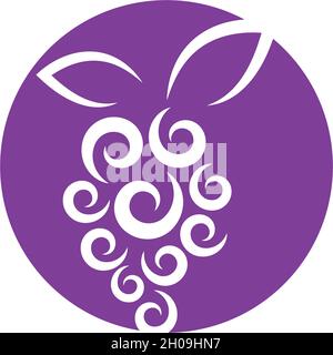 Grape with leaf logo vector template Stock Vector