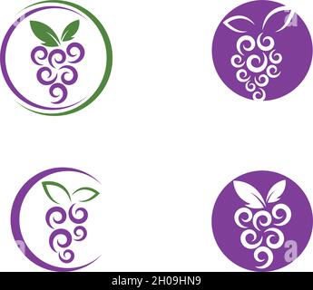 Grape with leaf logo vector template Stock Vector