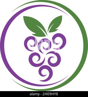 Grape with leaf logo vector template Stock Vector