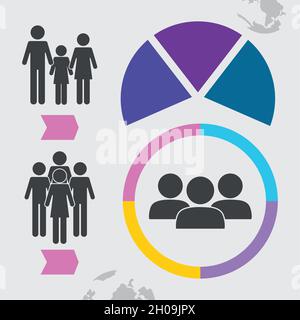 population demographic illustration with charts Stock Vector