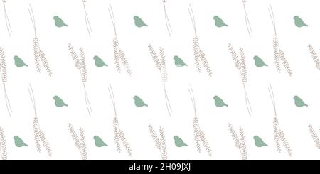 Stylish pattern with birds and cages in Victorian style. Birds of Paradise. Golden branches drawing. A modern pattern for wallcoverings, fabrics and t Stock Vector