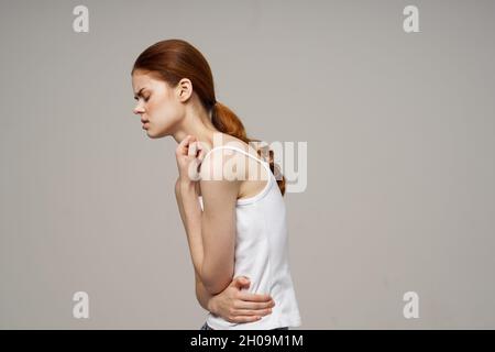woman groin pain intimate illness gynecology isolated background