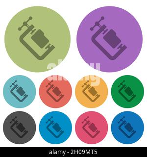Folder compression solid darker flat icons on color round background Stock Vector