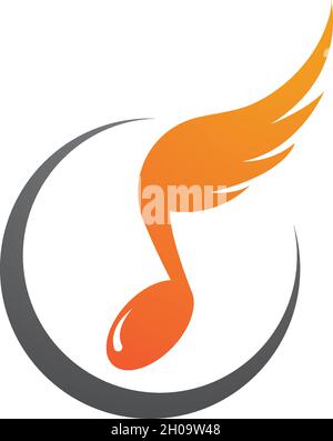Music note wing logo vector design Stock Vector
