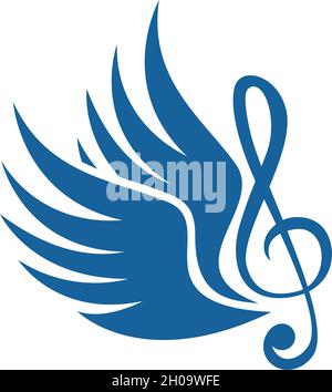 Music note wing logo vector design Stock Vector