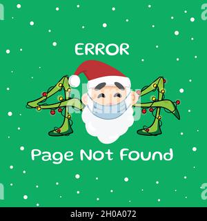 Christmas themed 404 error message. Oops page not found. Page Missing coming soon error message. Santa Clause Christmas Snow Fall Background editable Stock Vector