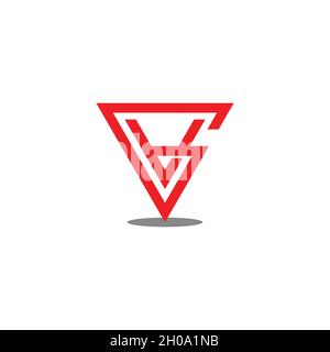 abstract letter gv triangle line geometric design logo vector Stock Vector