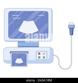 Vector icon of medical ultrasonography in a flat style isolated on a white background. Stock Vector