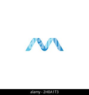 letter mv 3d colorful blue ribbon logo vector Stock Vector