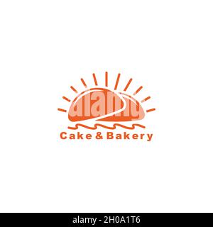 cake bread simple vintage geometric logo vector Stock Vector