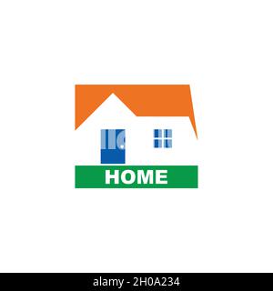 colorful text home yard simple geometric logo vector Stock Vector