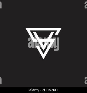 letter sv overlapping triangle line flat 3d design logo vector Stock Vector