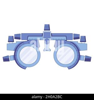 Optometrist icon in a flat style, eye test frame, vision test, diopter with scale of measurement icon isolated on a white background. Stock Vector