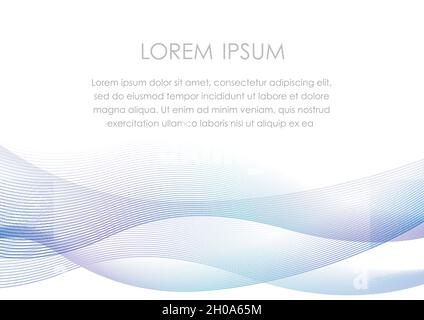 Abstract Background With Blue Wavy Patterns On A White Background And Text Space. Vector Illustration. Stock Vector